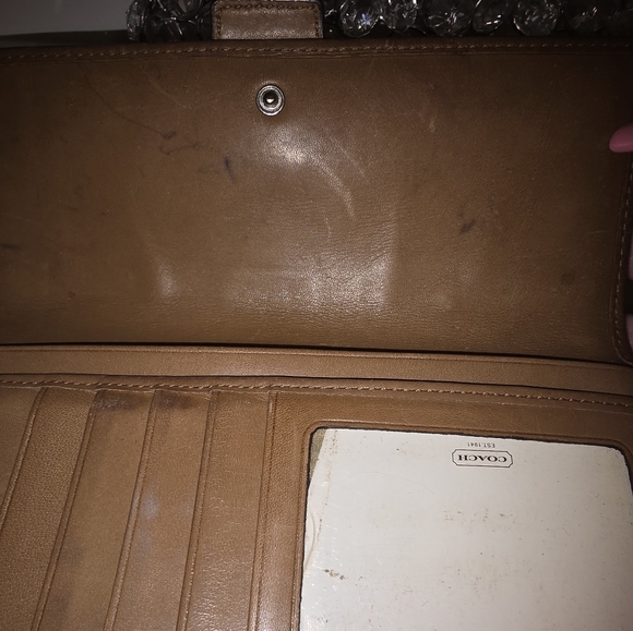 EUC  Coach Brown and Tan Monogram Clutch with Leather Trim - Picture 7 of 10